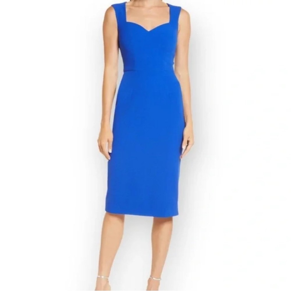 Dress The Population Elle Queen Anne Sweetheart Neck Sheath Midi Dress small